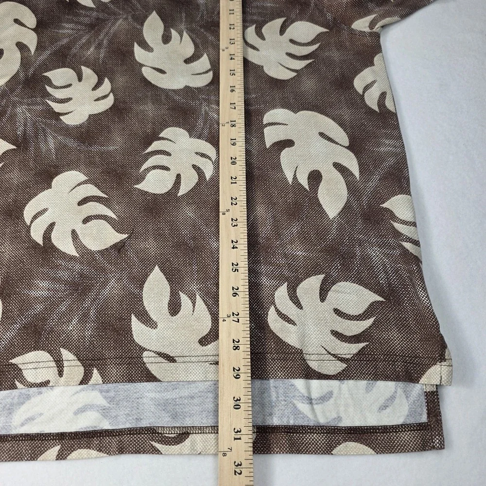 Vintage Turnbury 100%‎ Cotton Polo Shirt Tan Monstera Tropical Men's Size XL